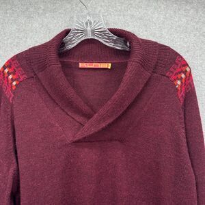 Kuna 100% Baby Alpaca Sweater Shawl‎ Collar Burgundy Pullover Size Medium